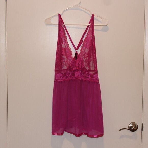 NEW Seven 'til Midnight Pink Sheer Back Strap babydoll mini Dress Women 1X - Picture 2 of 10